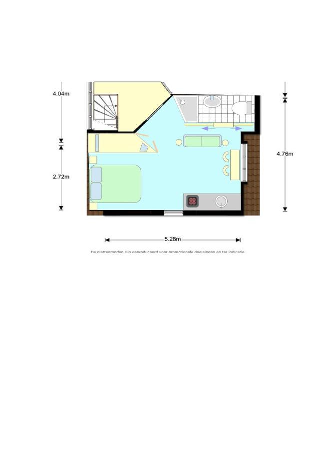Studio met Queensize Bed