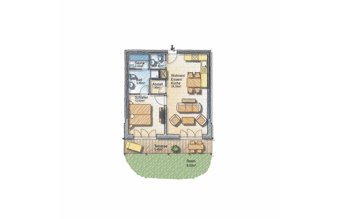 Ferienwohnung mit 1 Schlafzimmer mit Landblick und Sauna